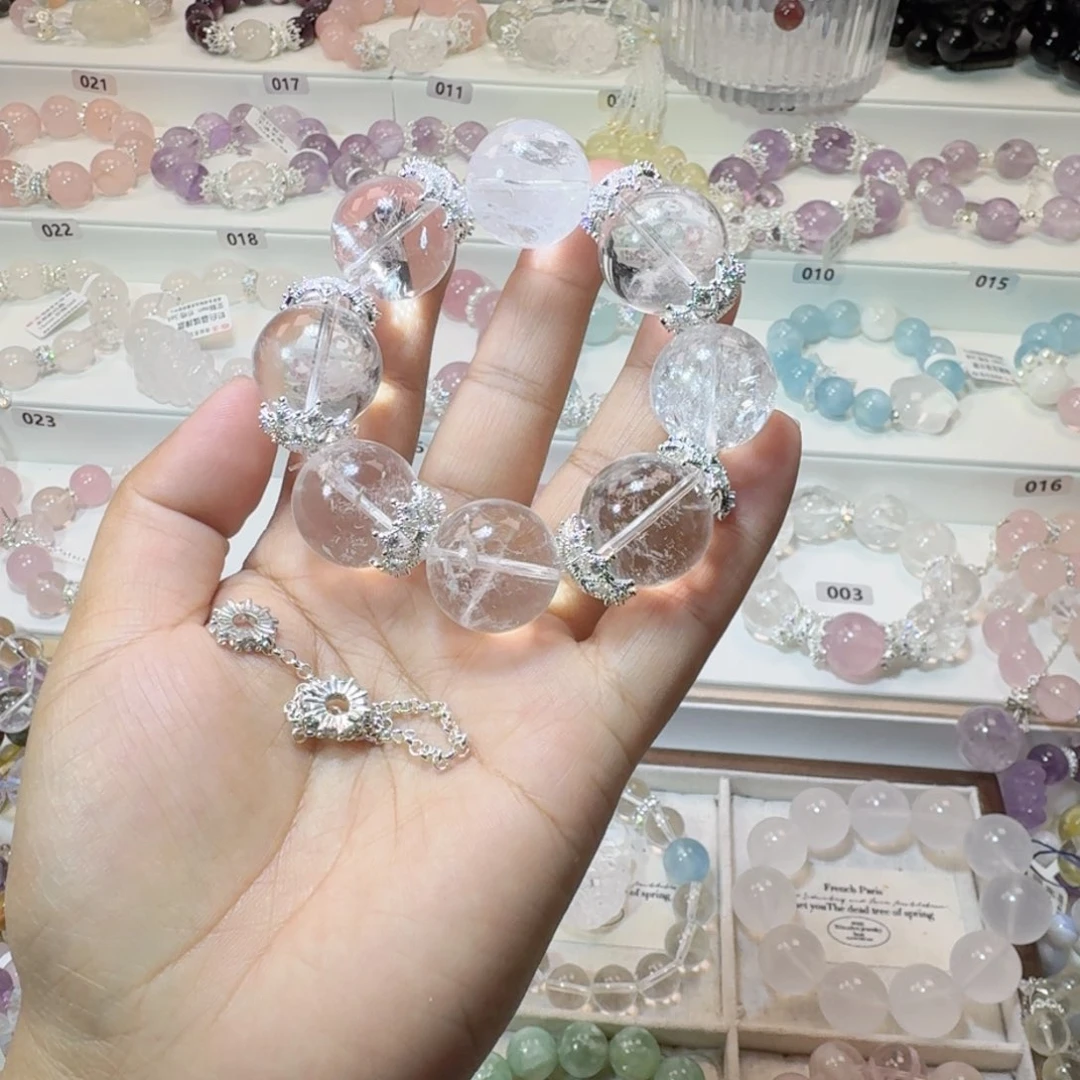 烟晶手链银S925镶嵌定制水晶174，不退不换