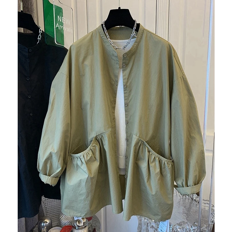 新款设计感小众休闲衬衫短外套女春秋宽松休闲风衣上衣外搭百搭潮