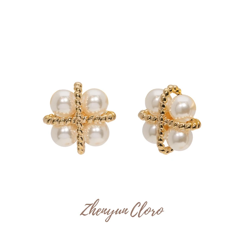 铜合金耳饰 KLL 【繁花】温柔贝珠耳钉 ML2020