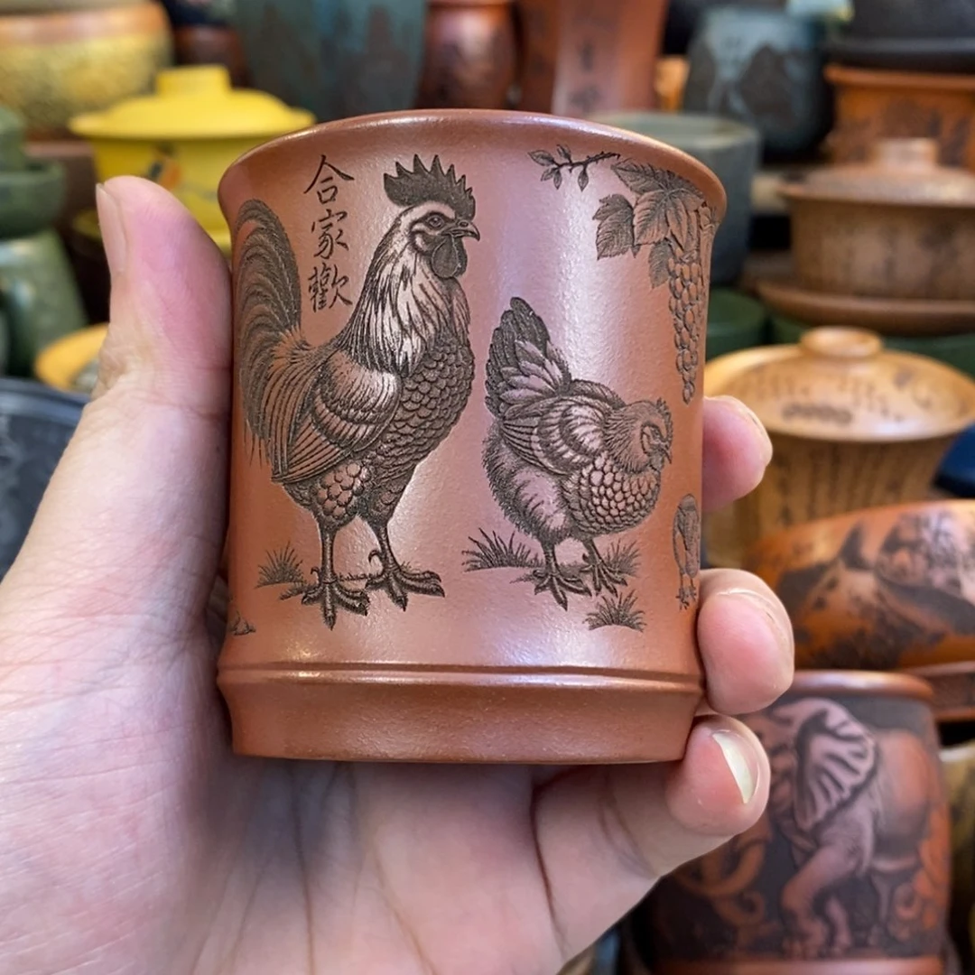 紫砂杯子宜兴全手工紫砂杯