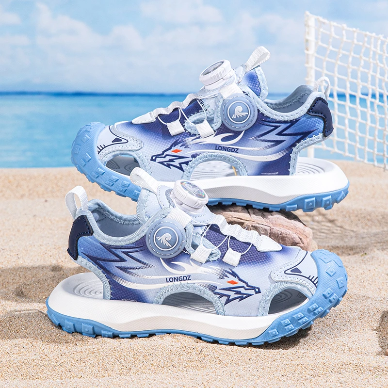 儿童夏季透气凉爽4-15岁中大童防滑耐磨防臭包头沙滩休闲运动凉鞋