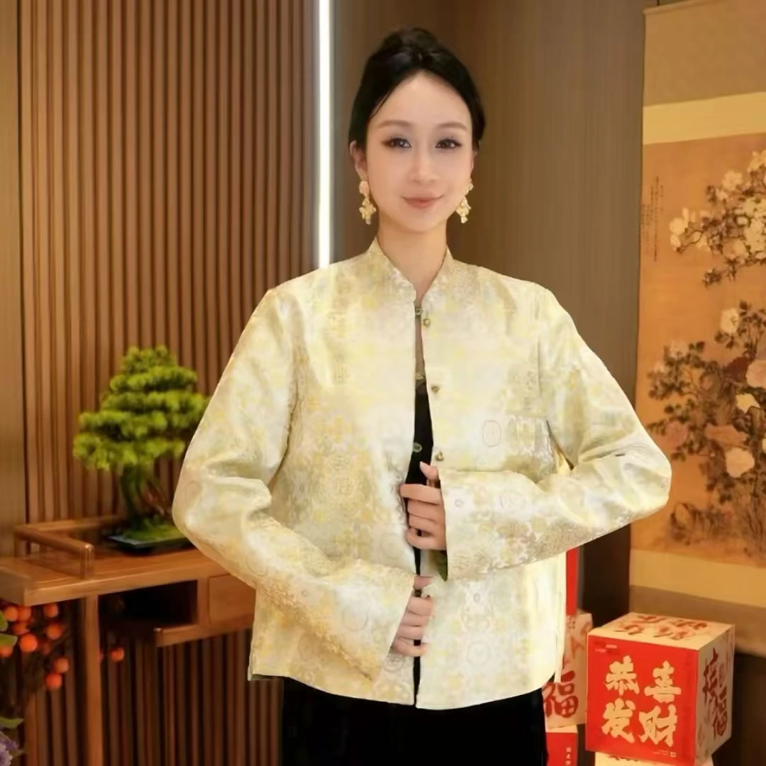 双面穿提花新中式春秋款改良国风盘扣外套2025A8811-辛迪