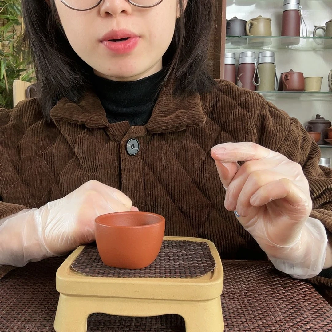 紫砂茶杯原矿朱泥天圆地方主人杯一个50CC左右