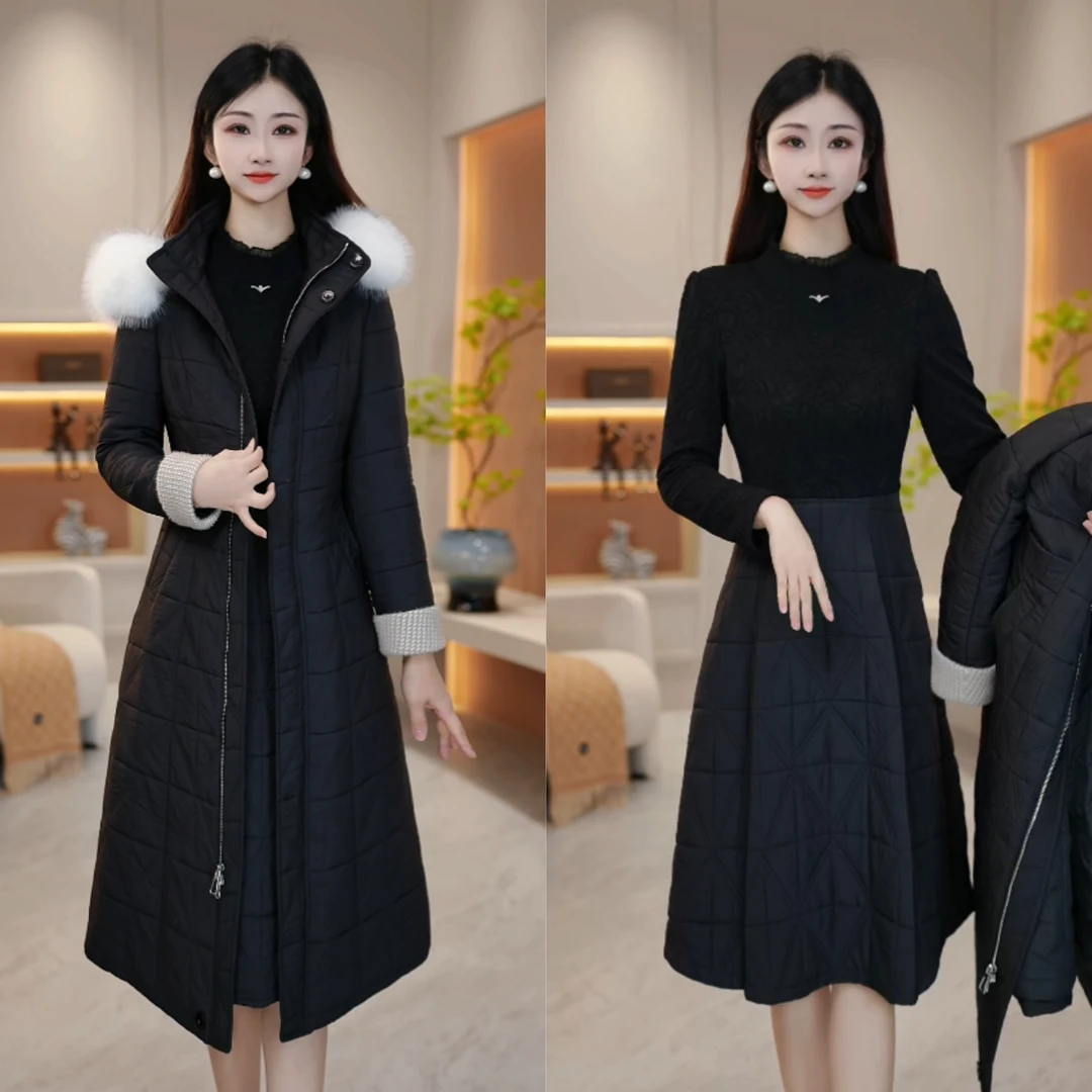 【两件套时尚保暖】LY299 时尚洋气百搭优雅夹棉修身超收腰显瘦秋冬
