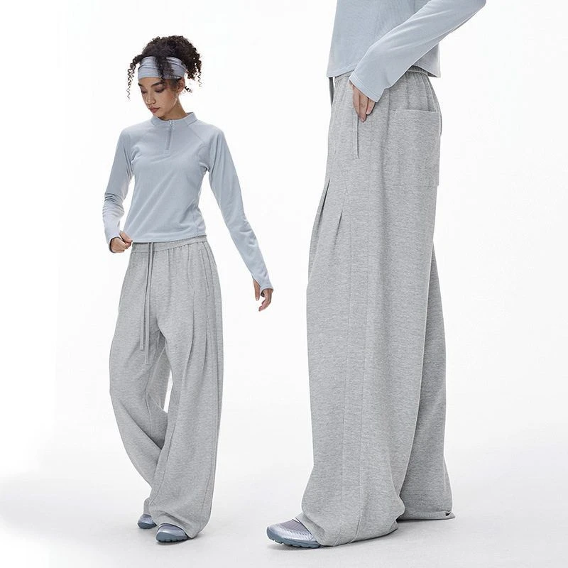 ChicSoso斜纹直筒长裤女秋季宽松百搭阔腿弯刀裤秋季男士针织阔腿