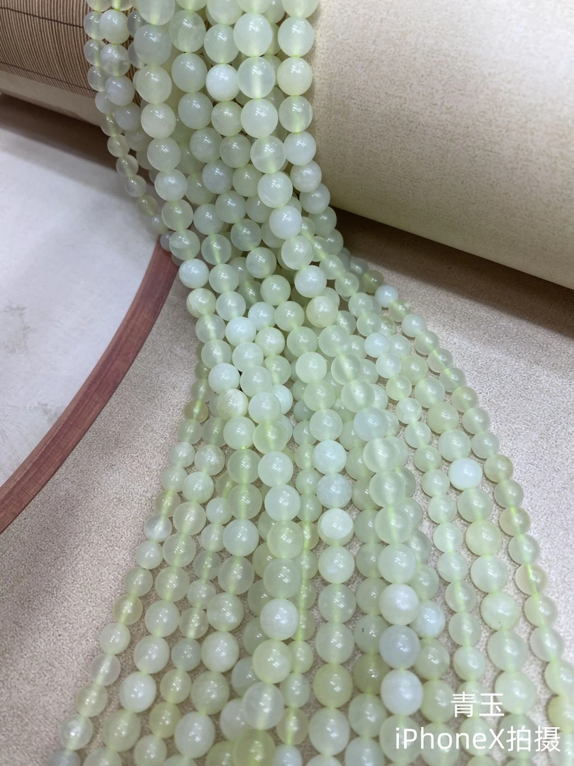 浅青山玉手工DIY半成品散珠