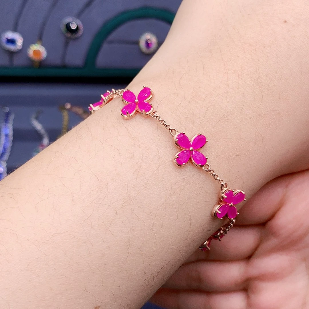 红宝石手链银S925镶嵌