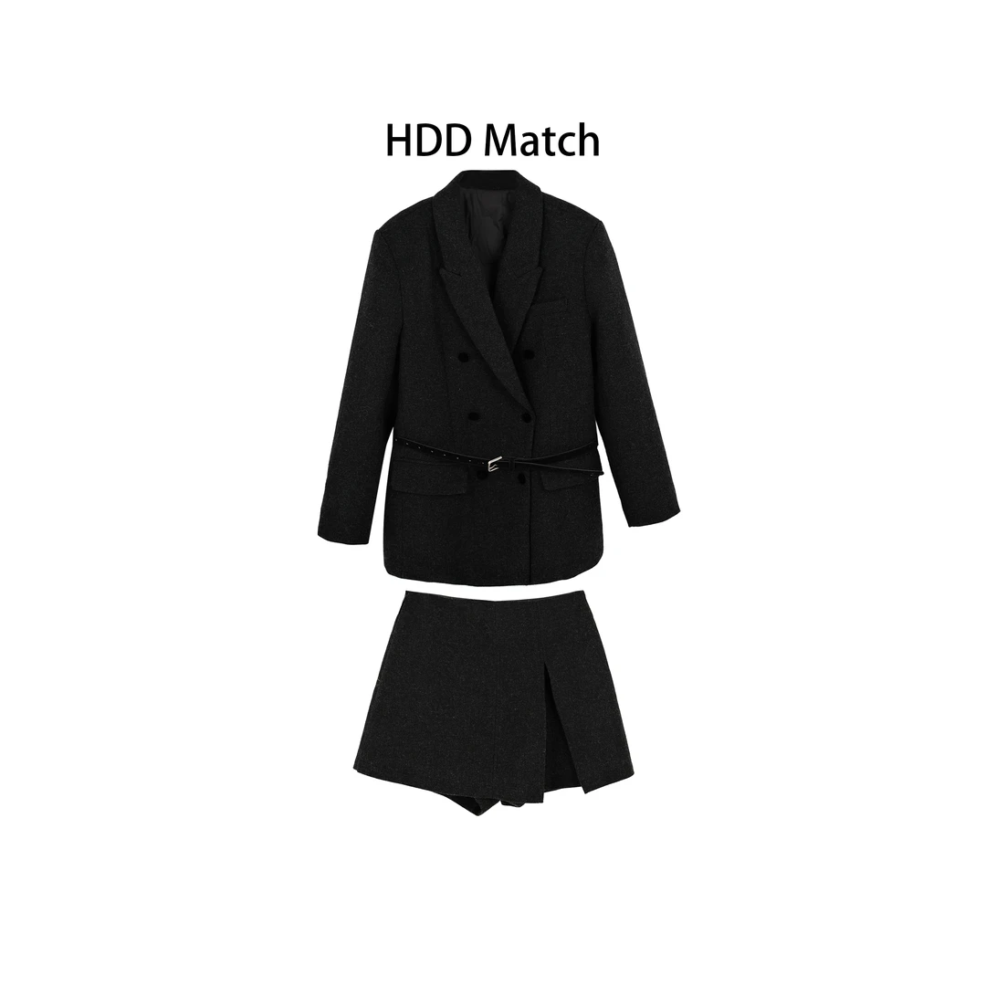 HDD- "羽绒品质" 90白鸭绒 女法式西装羽绒外套+裤裙套装Y1024