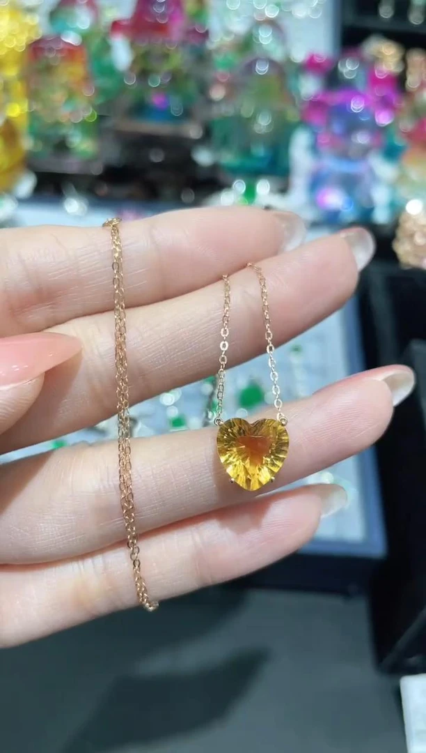 18K金镶嵌天然黄晶项链