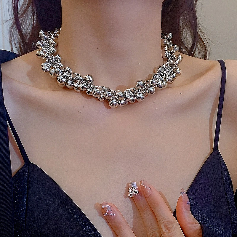 钛钢项链 个性金属球项链