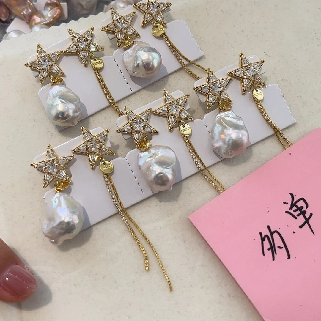 合金淡水珍珠耳饰