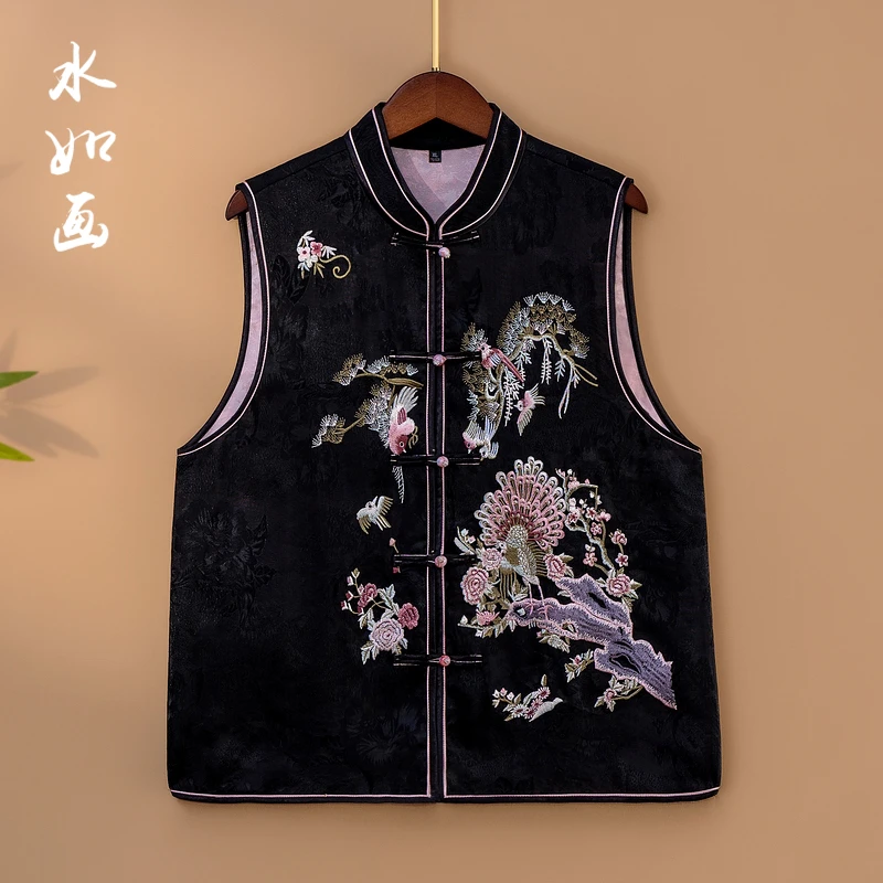 【墨雅】2025新款春季马甲新中式宽松显瘦立领绣花气质上衣马夹女款