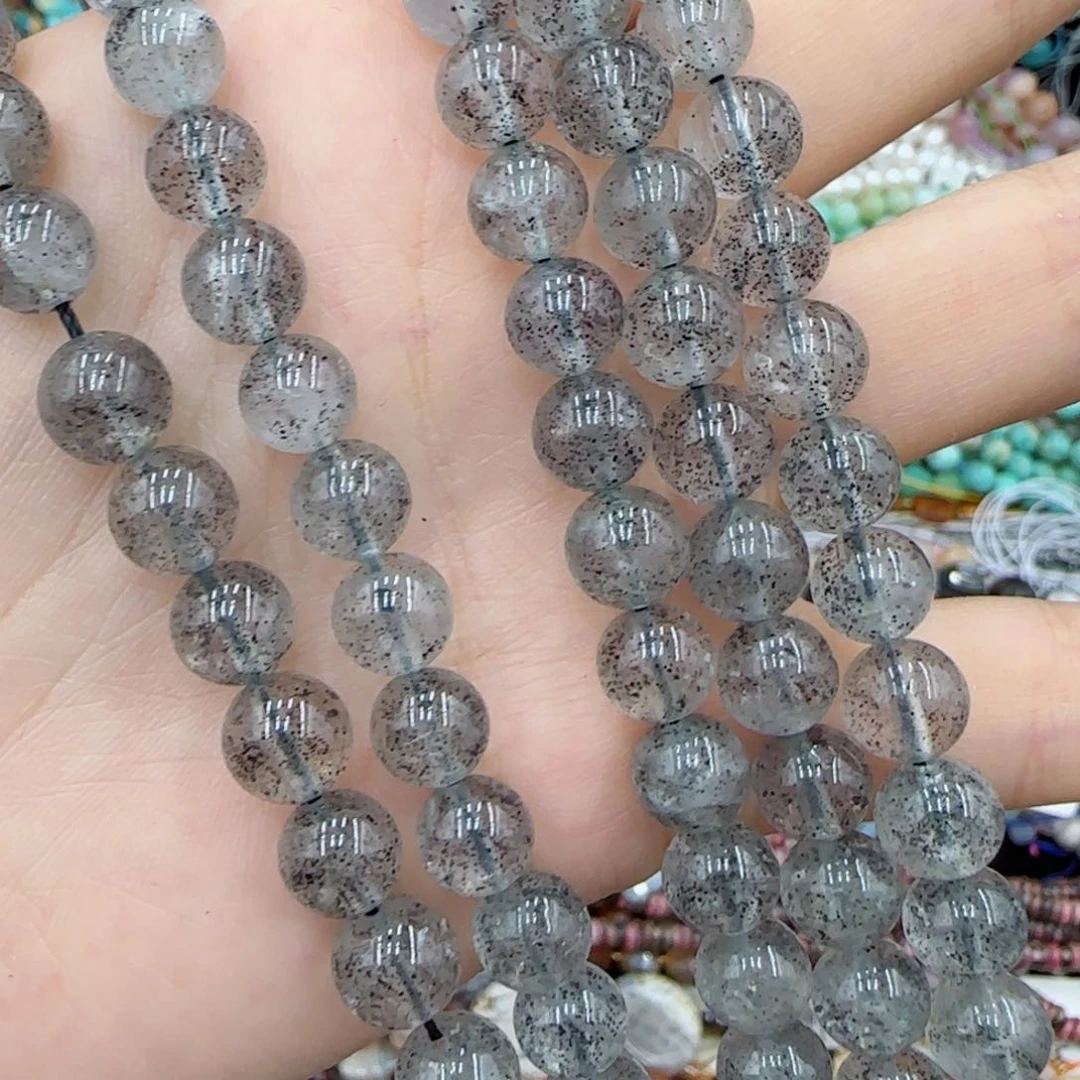 玛瑙/玉髓未镶嵌珠宝半成品一级黑草莓一条卡8