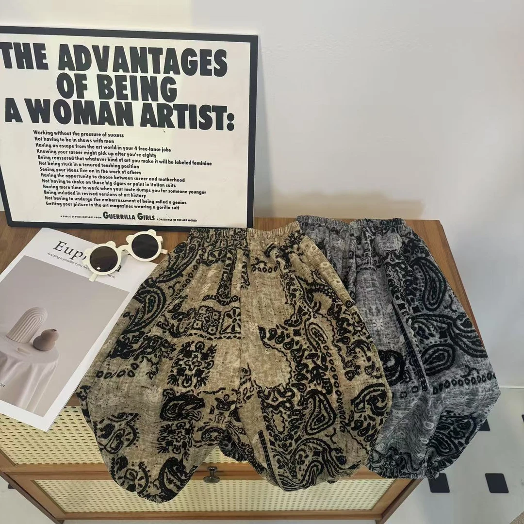 【凉凉裤】2025夏季防蚊裤新款灯笼裤男女童碎花满印休闲裤1