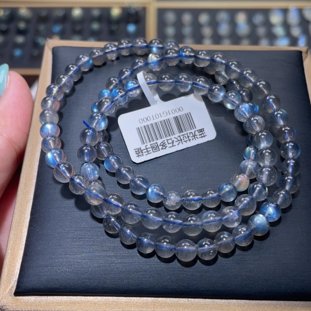 手链未镶嵌长石灰月光蓝光手链多圈5.5mm