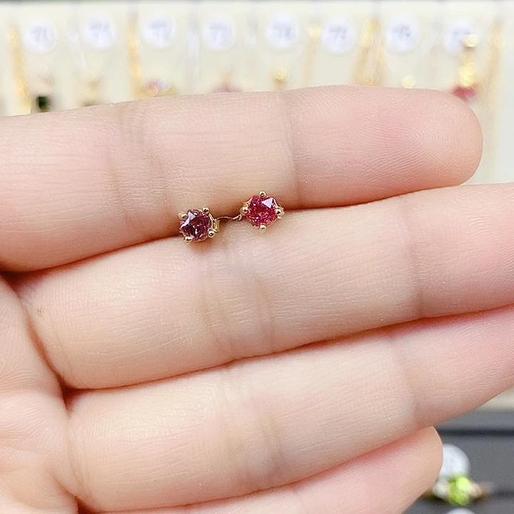 耳钉尖晶石银S925镶嵌