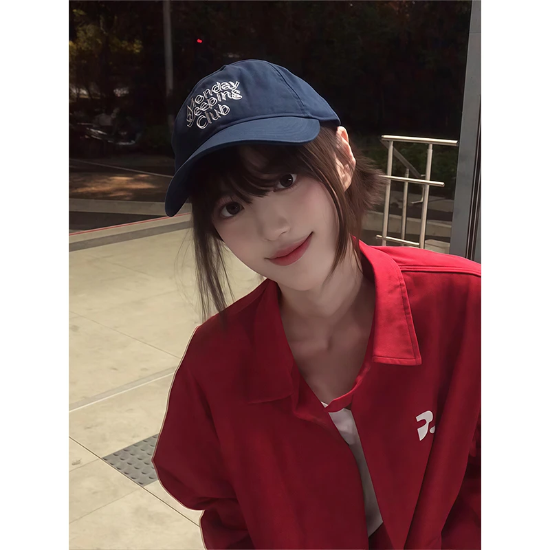 2025新款红色字母印花长袖外套女早秋冲锋衣宽松开衫夹克翻领上衣