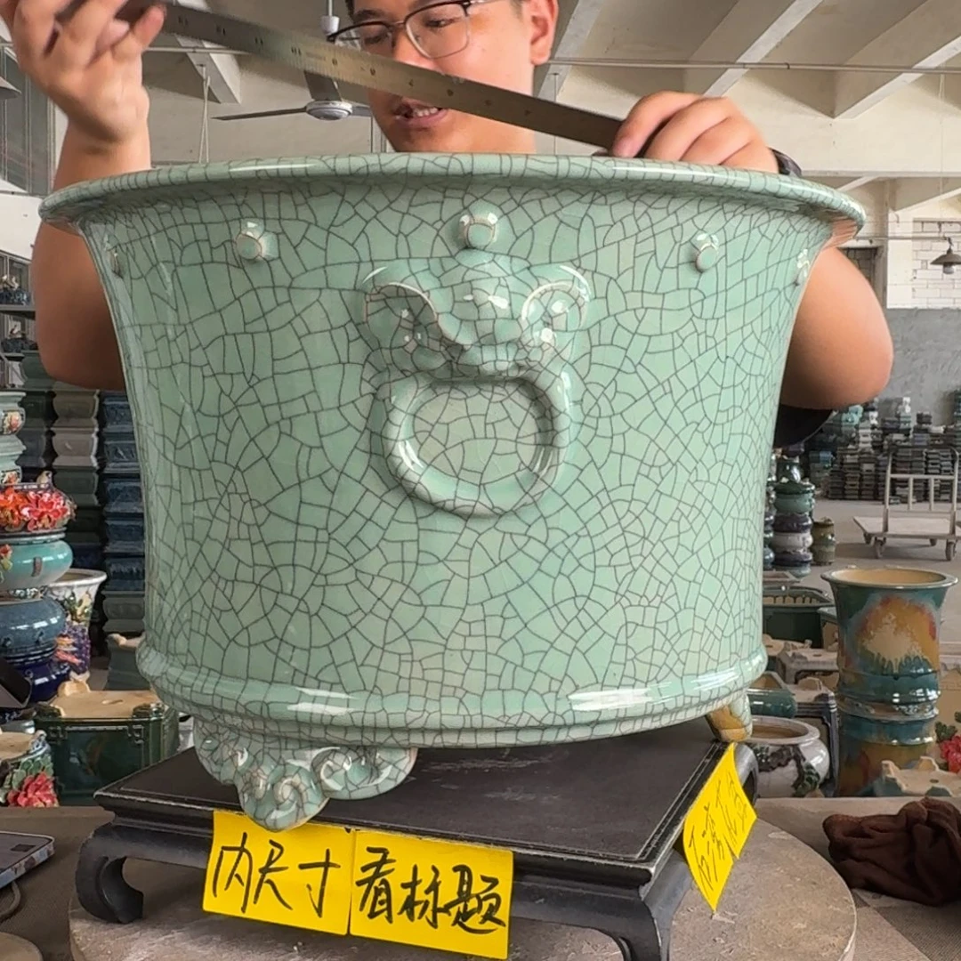 。一风堂石湾花盆 盆口收缩 内40*26