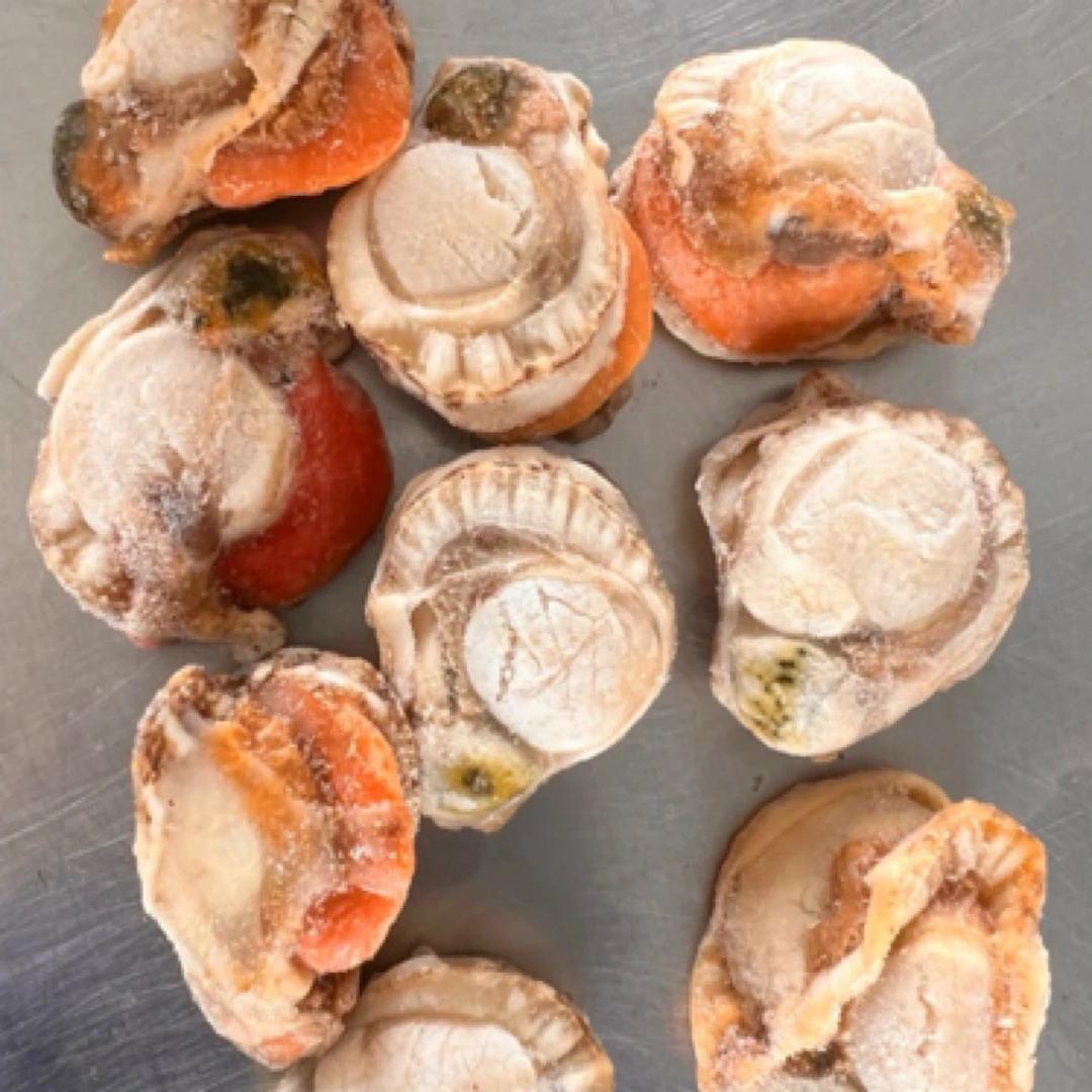 大个带黄新鲜熟冻40/60扇贝肉无泥无沙顺丰包邮