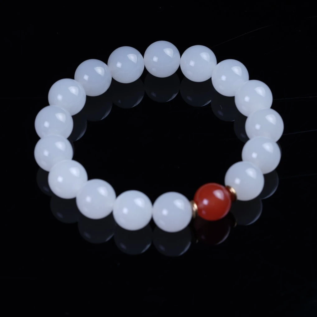 青海白玉一细高白手串｜12mm｜