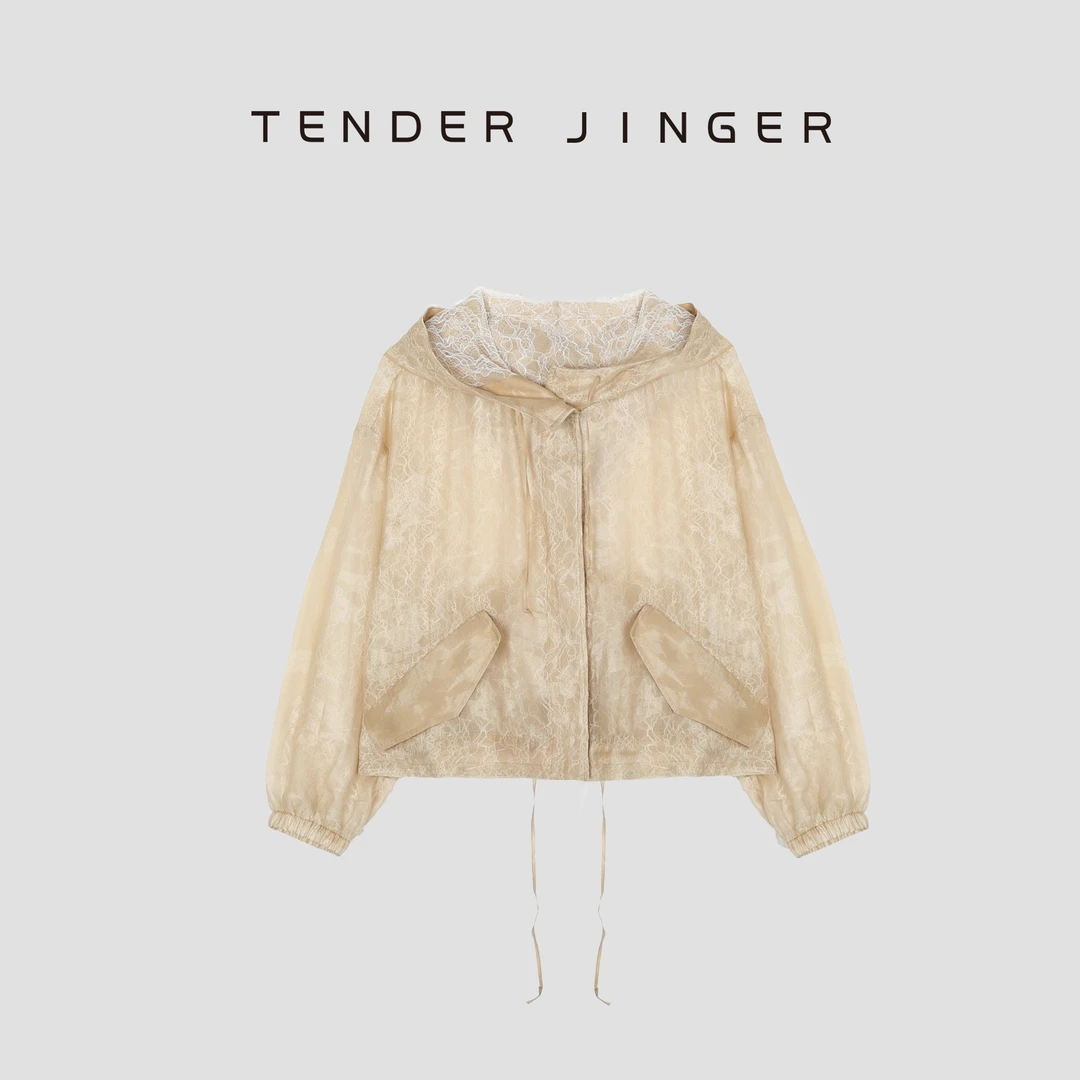 Tender Jinger【黑标】减龄连帽蕾丝拼接外套T52MFY109M
