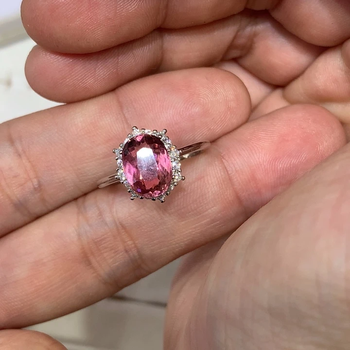 银S925镶嵌碧玺戒指