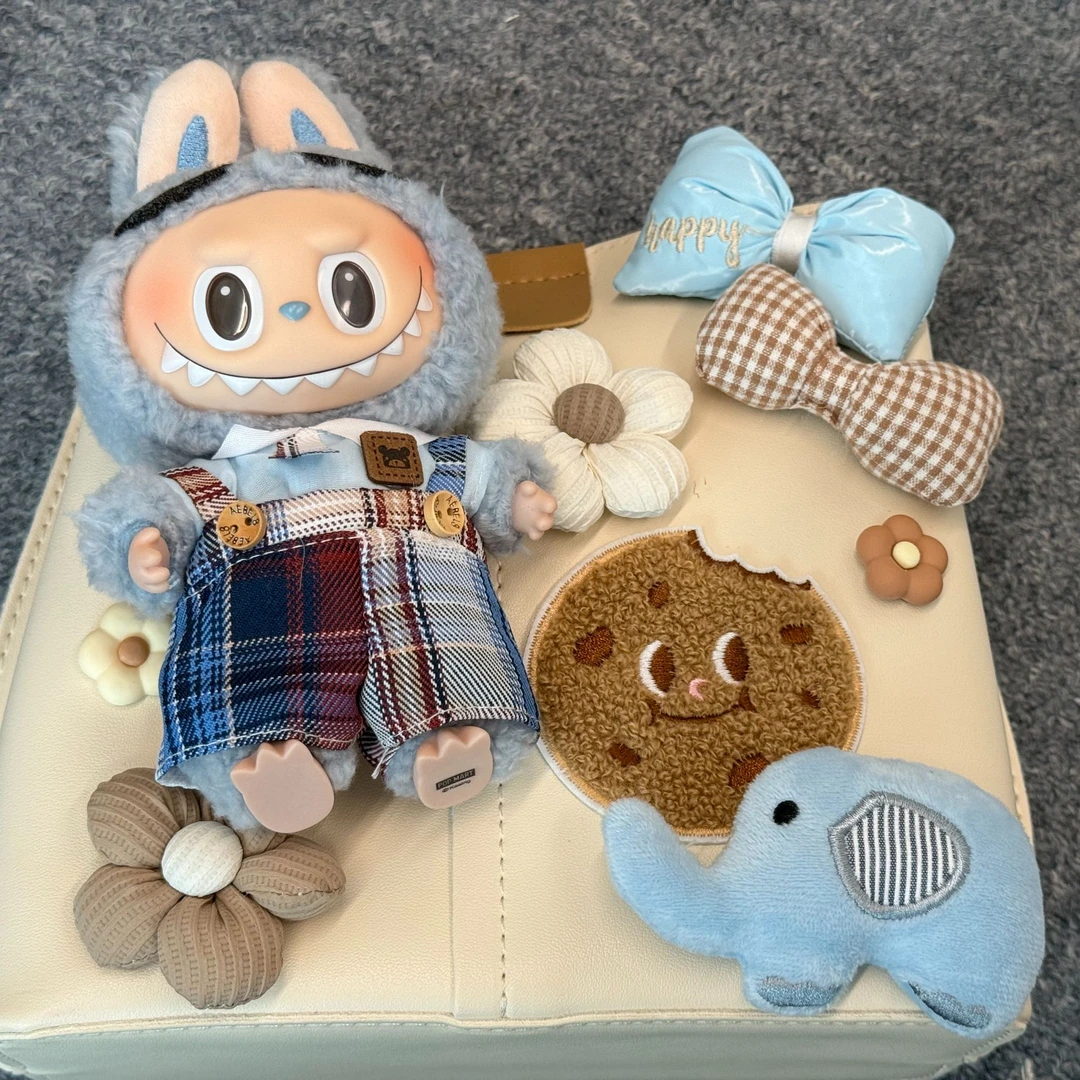 设计师定制毛绒娃包潮玩时尚百搭包包 LABUBU海盐椰椰白色手提包