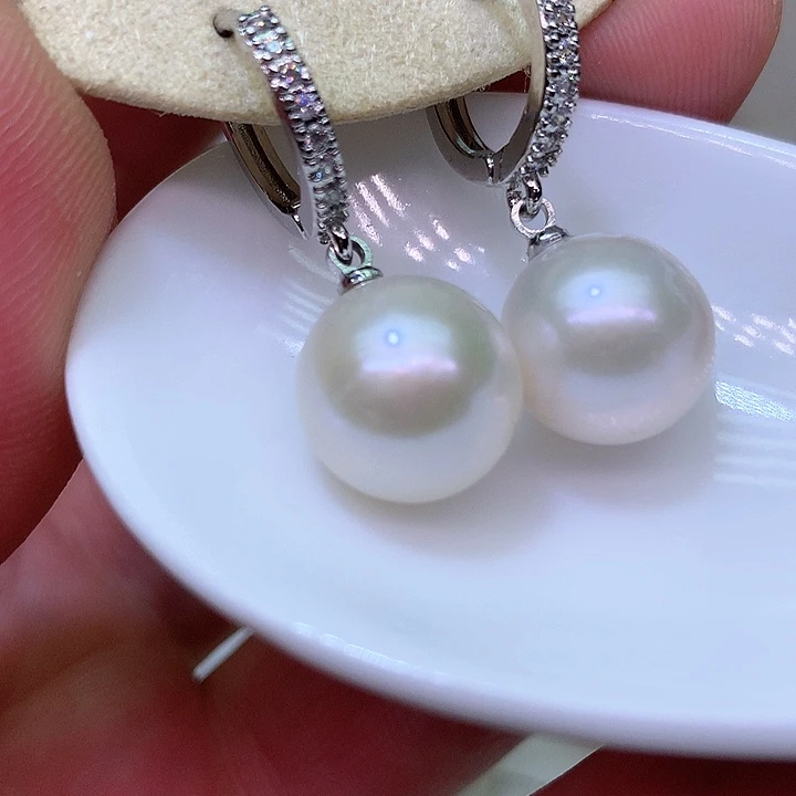 银S925镶嵌耳饰淡水珍珠