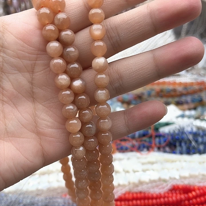 未镶嵌玛瑙/玉髓珠宝半成品一条8mm左右太阳石