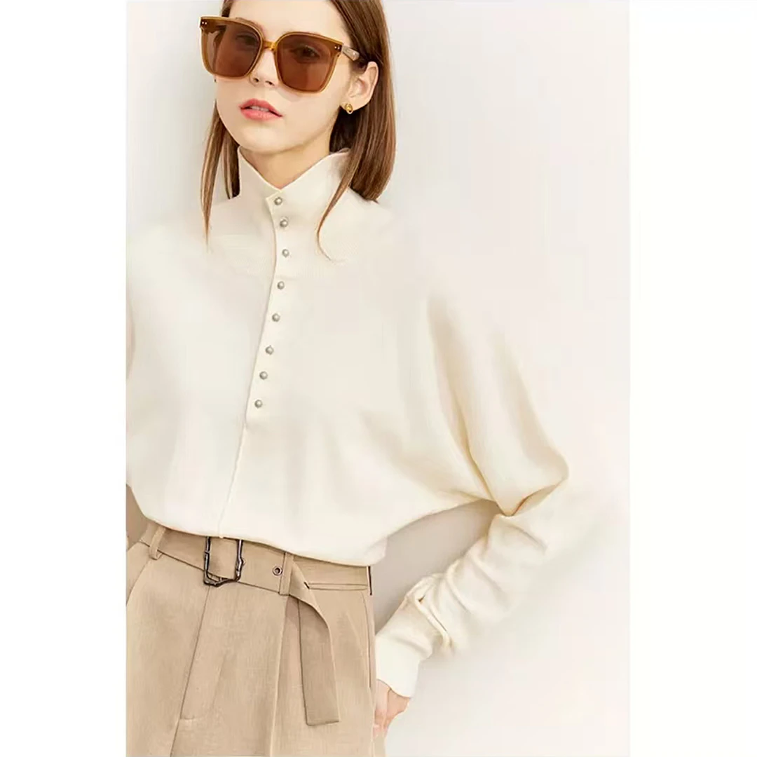 【衫羊轻奢・优雅松弛】全羊毛时尚女士春季新款POLO领慵懒立领毛衣