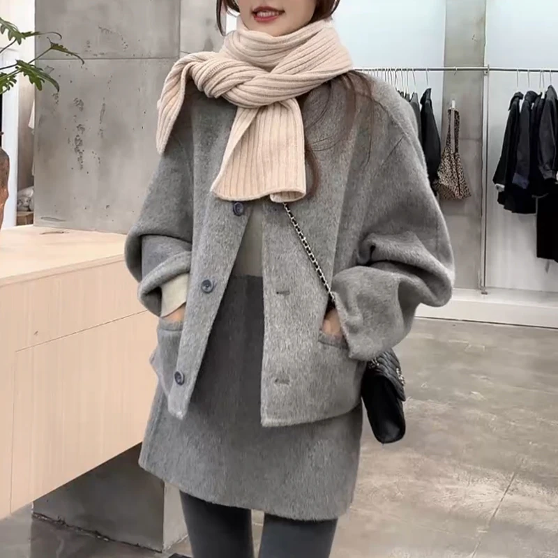 韩风chic气质小香风外套女装2025秋冬新款小个子漂亮休闲圆领上衣