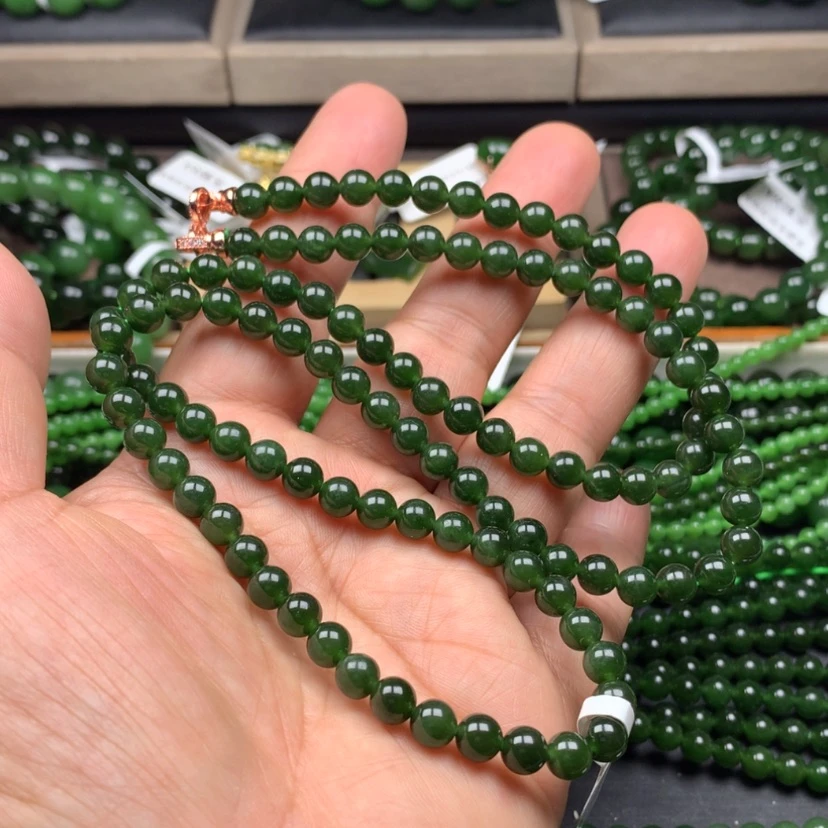 【闪购商品】颈饰未镶嵌和田玉（碧玉）菠菜6m m