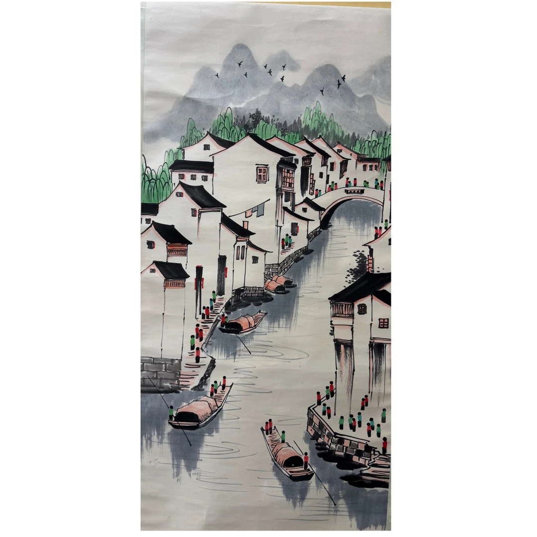 吴老 款 风景立轴 110X50约4.96平尺