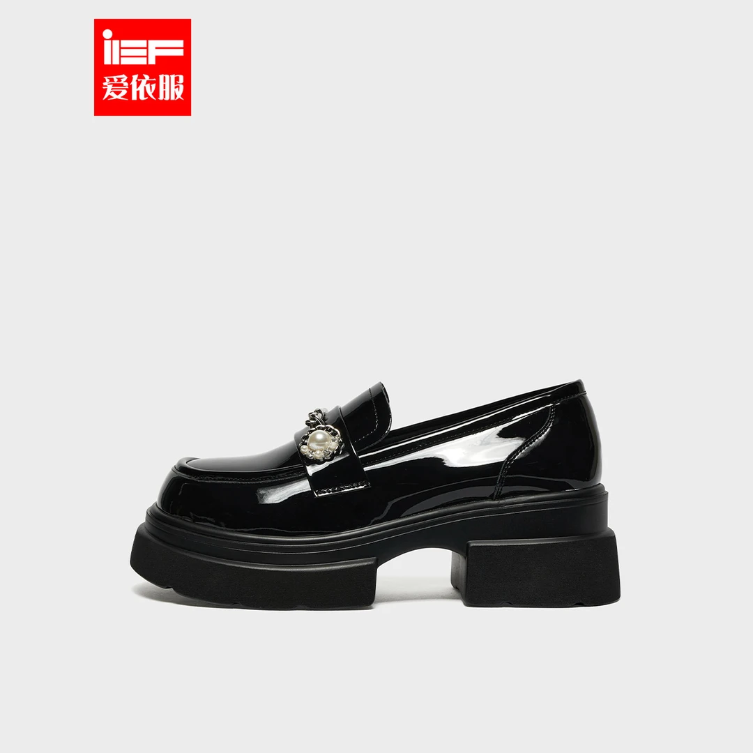IEF/爱依服2025秋季新款法式英伦风时尚百搭亮面女圆头平底乐福鞋