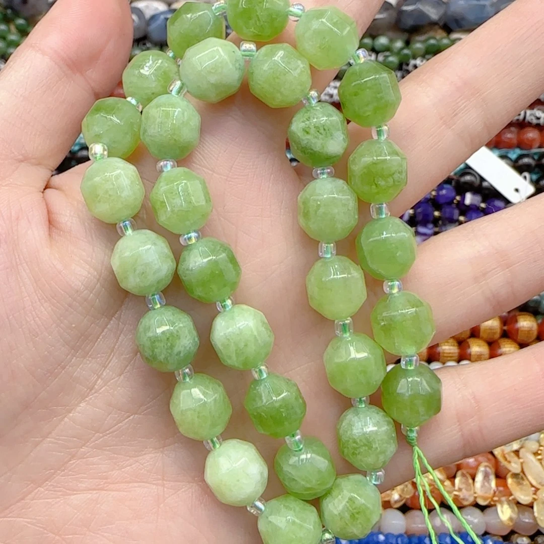 玛瑙/玉髓珠宝半成品未镶嵌青提奶盖切面路路通一条