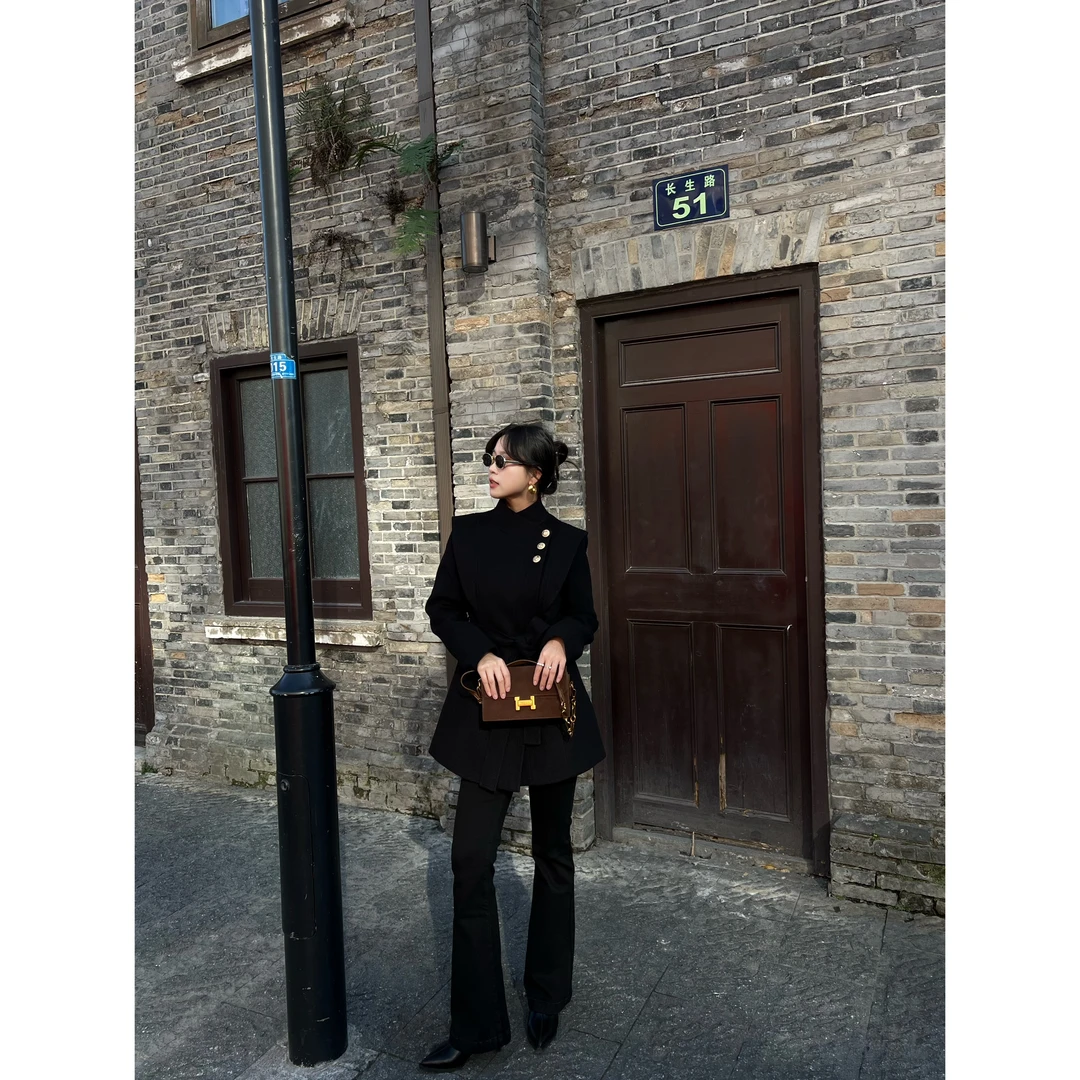 【觉定JUEDING】冬季韩版气质时尚白鸭绒大衣毛呢保暖外套11