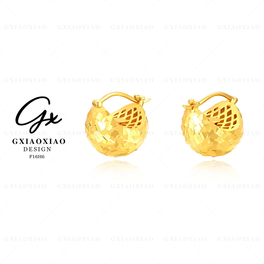 铜合金耳饰 镀K金【璀璨夺目】时尚气质百搭经典球形耳环 F16H6