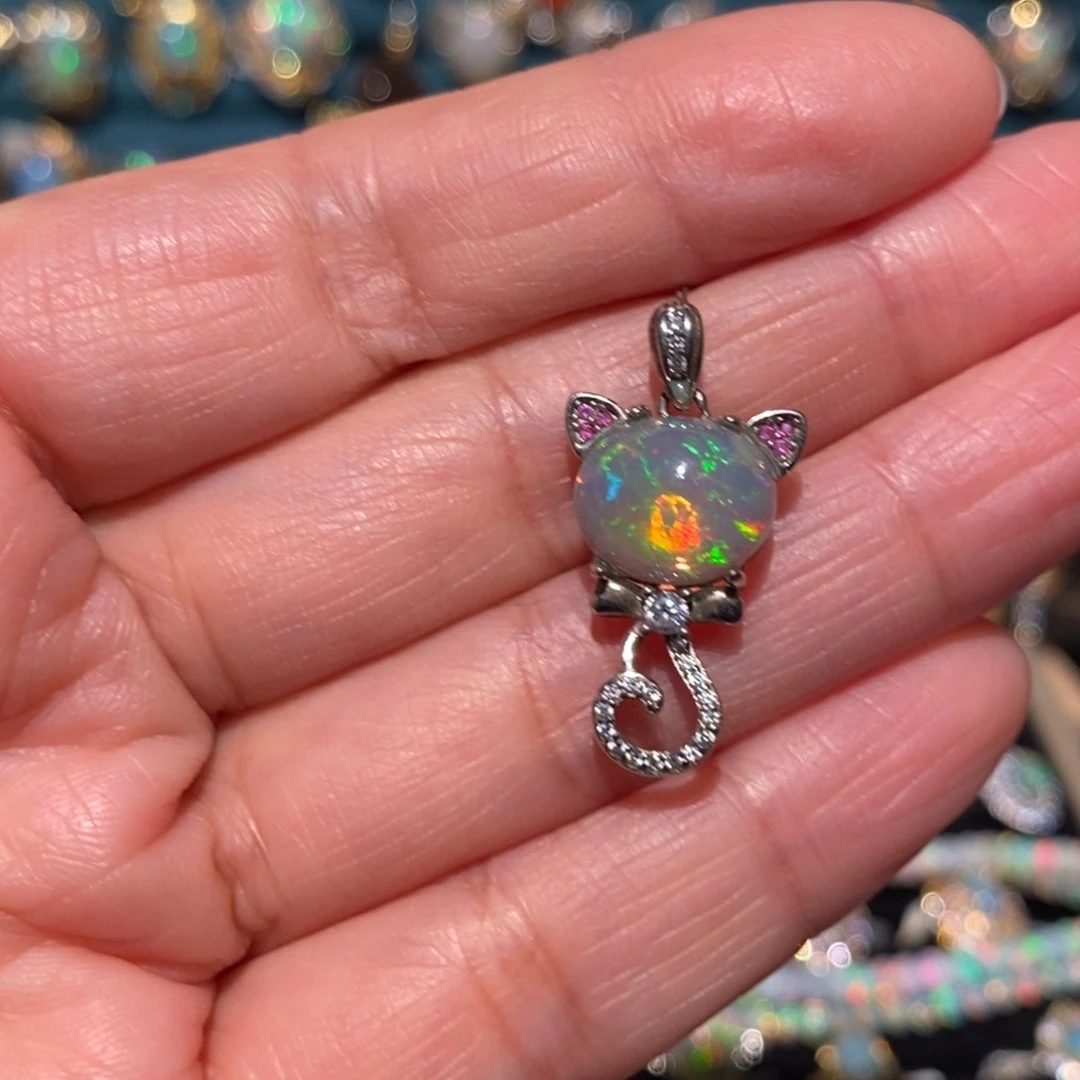 欧泊银S925镶嵌吊坠