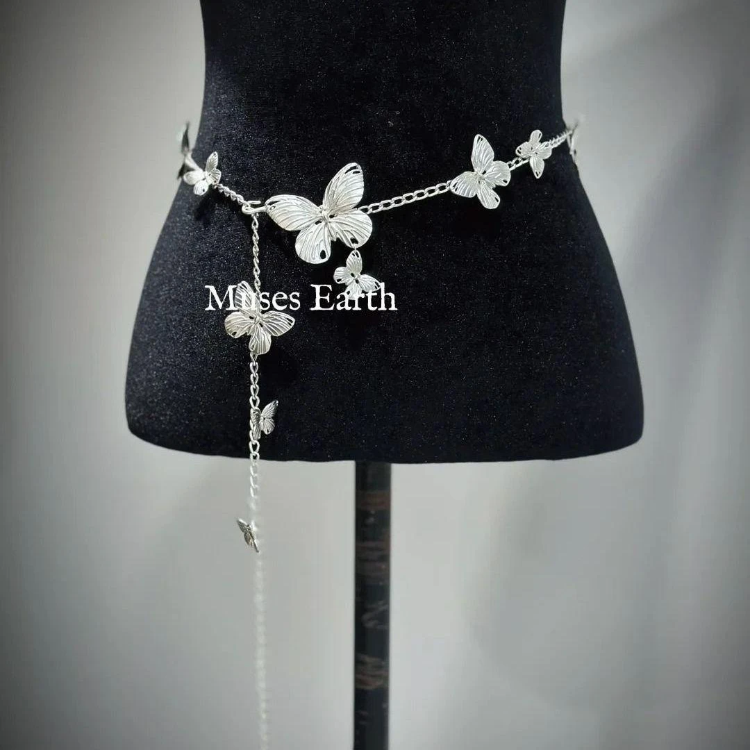 复古金属蝴蝶腰链小众设计高级感项链多功能身体链条爆款腰封配饰