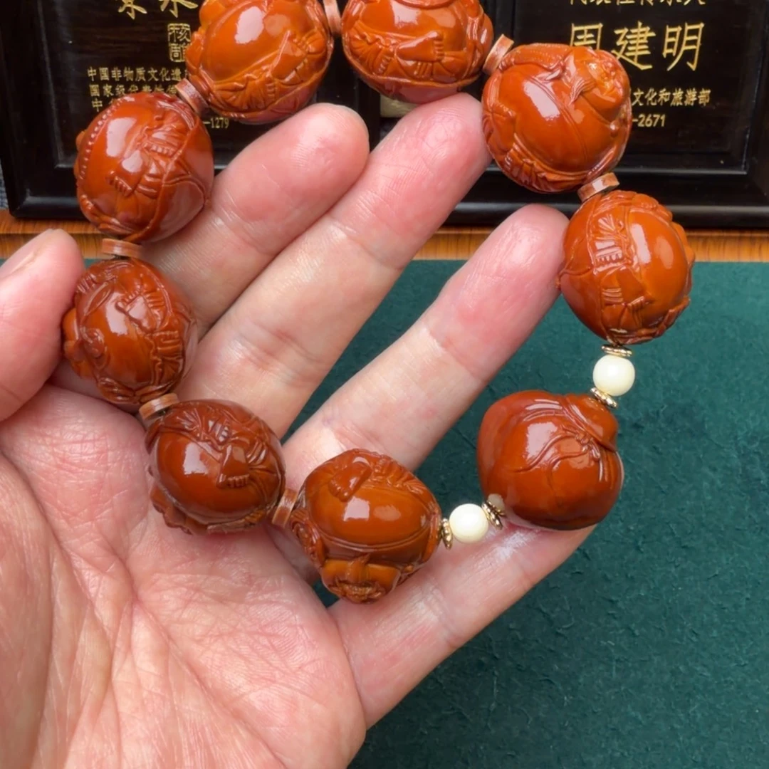 吊坠橄榄核荷叶横财