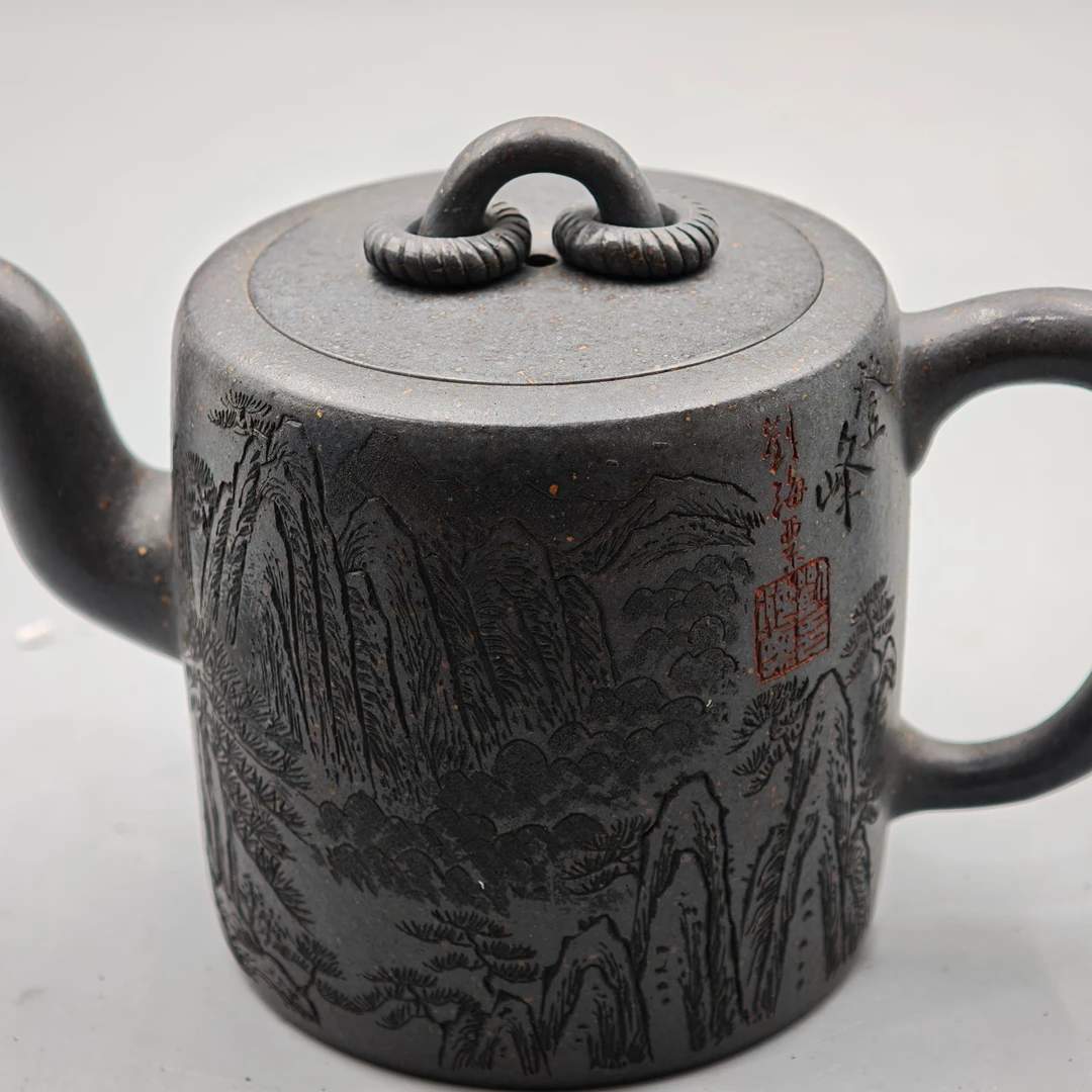 潘春芳 双圈 手磨天青 260CC 紫砂茶壶