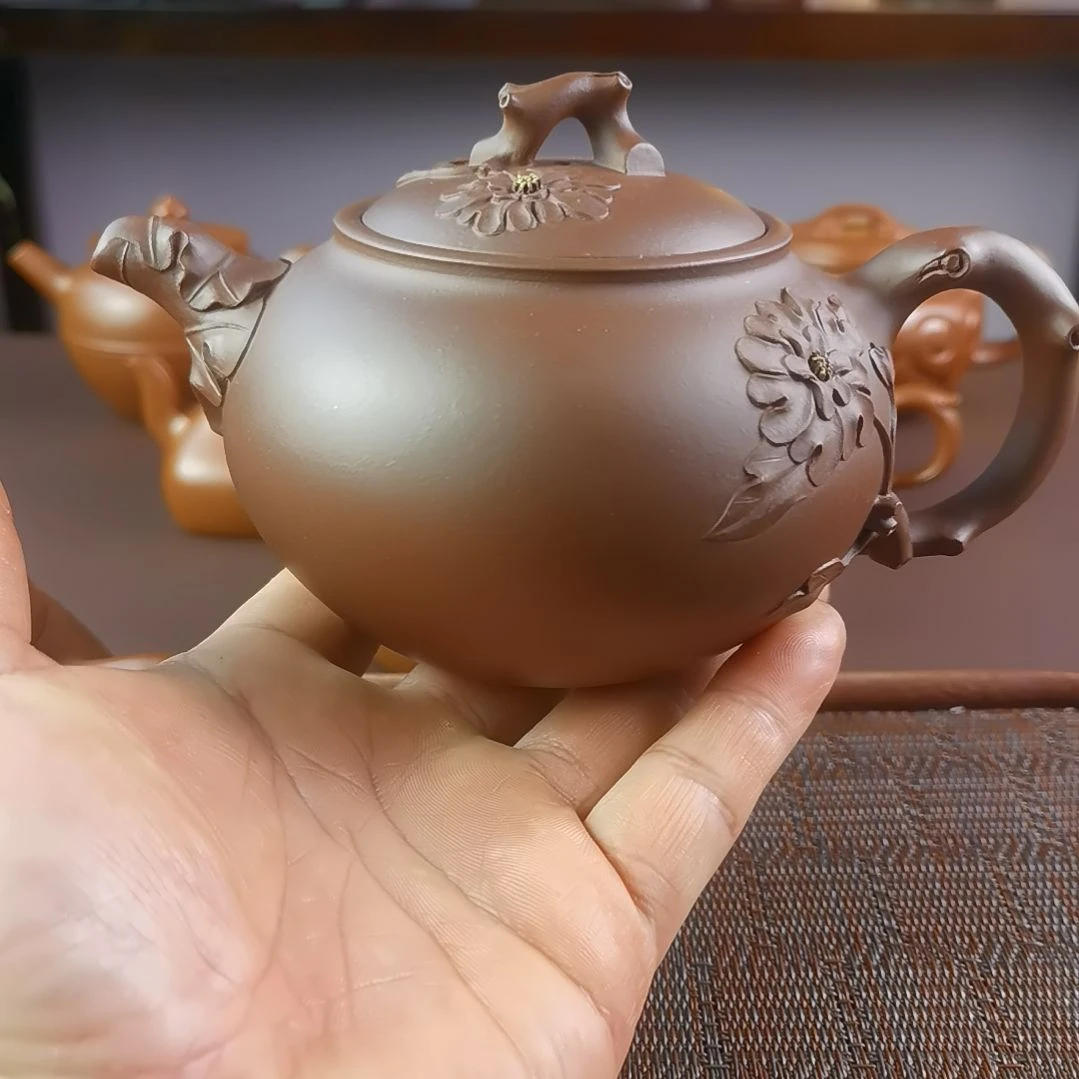 紫砂茶壶紫泥国色天香430CC国工