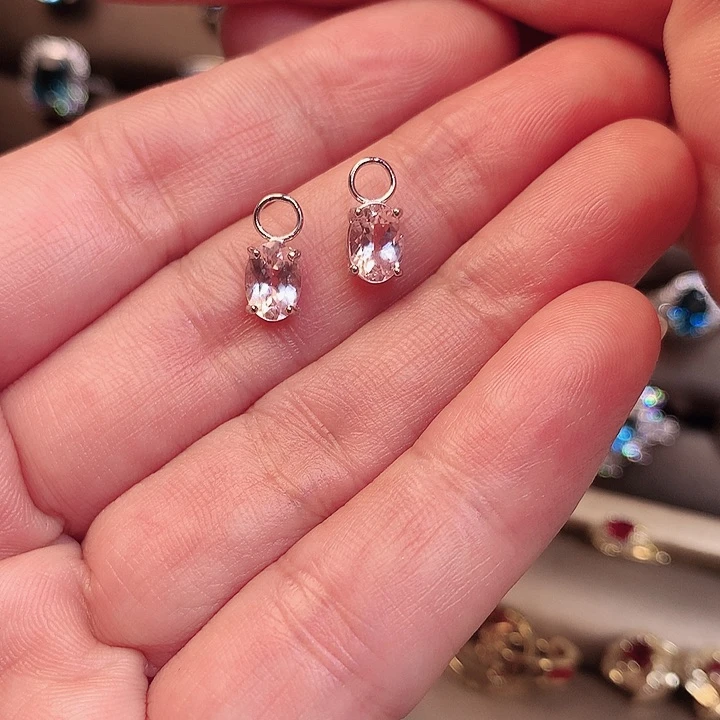 绿柱石（摩根石）耳饰银S925镶嵌神****杀