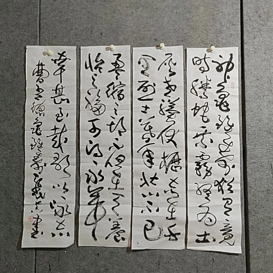 书法宋秉民。龟虽寿。三尺对开