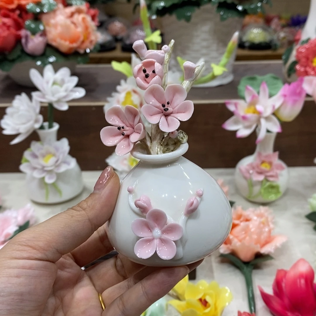 摆件陶瓷手工花摆件
