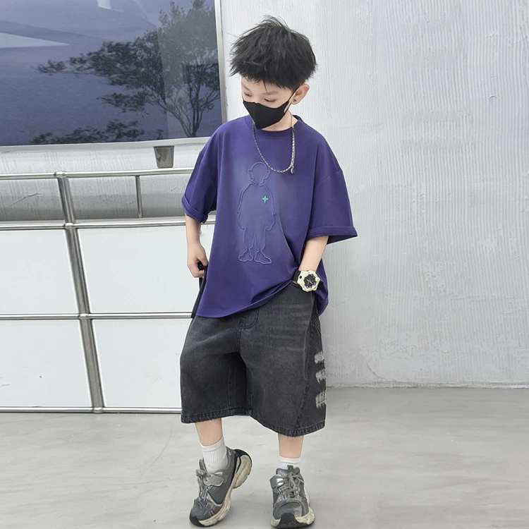 男童夏款时尚帅气洋气潮流中大童两件套（1185）