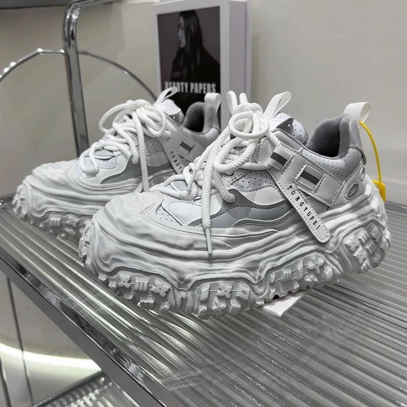 欧货网面厚底轮胎老爹鞋女2025春秋新款贝壳鞋溶解松糕时尚休闲潮