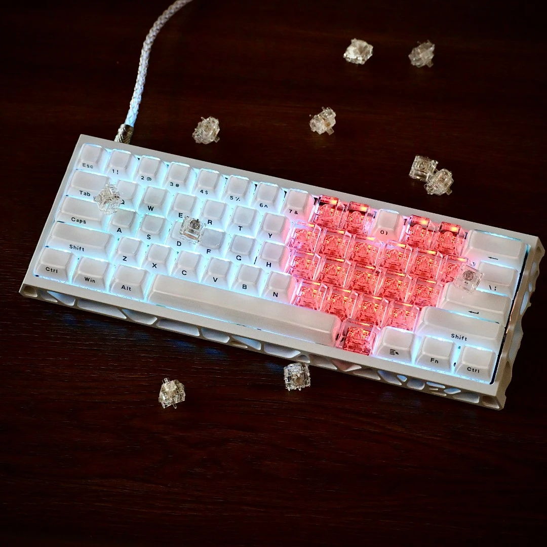 XVX水晶果冻键帽侧刻OEM高度机械键盘键帽made68键盘帽wooting60