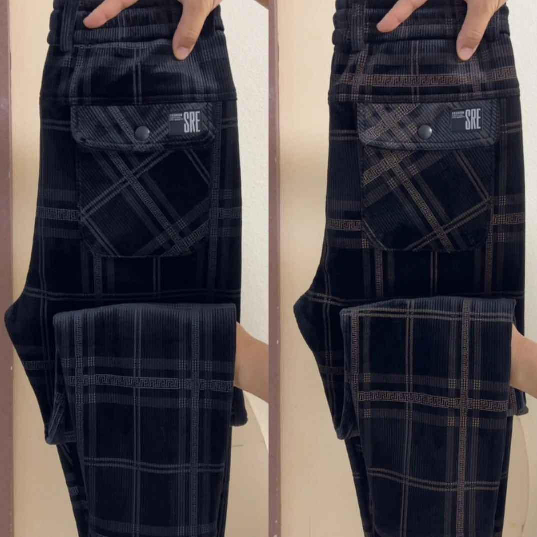 秋冬新款雪尼尔绒弹力舒适百搭纯色休闲下直板裤(6621)