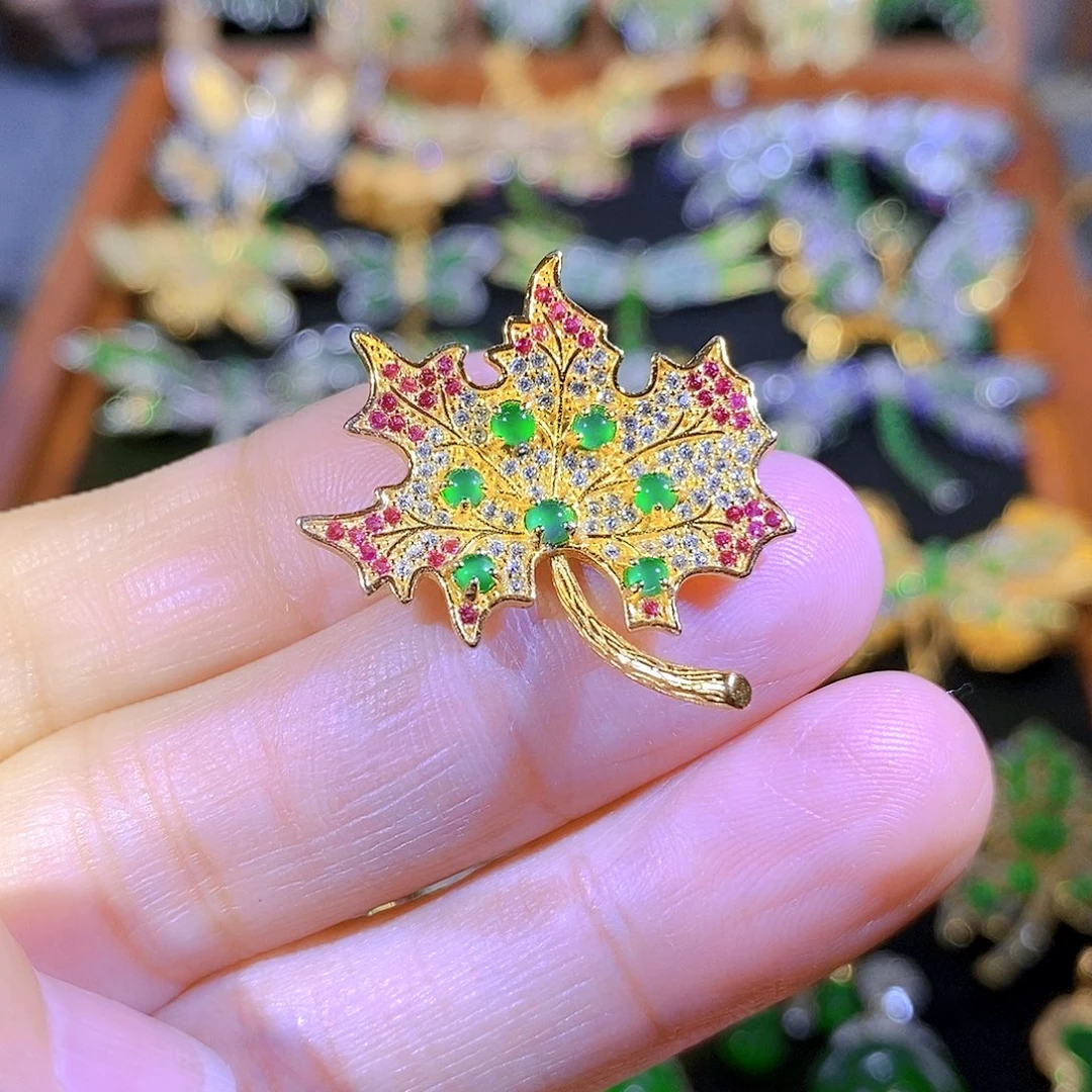 吊坠(不含链)银S925镶嵌翡翠